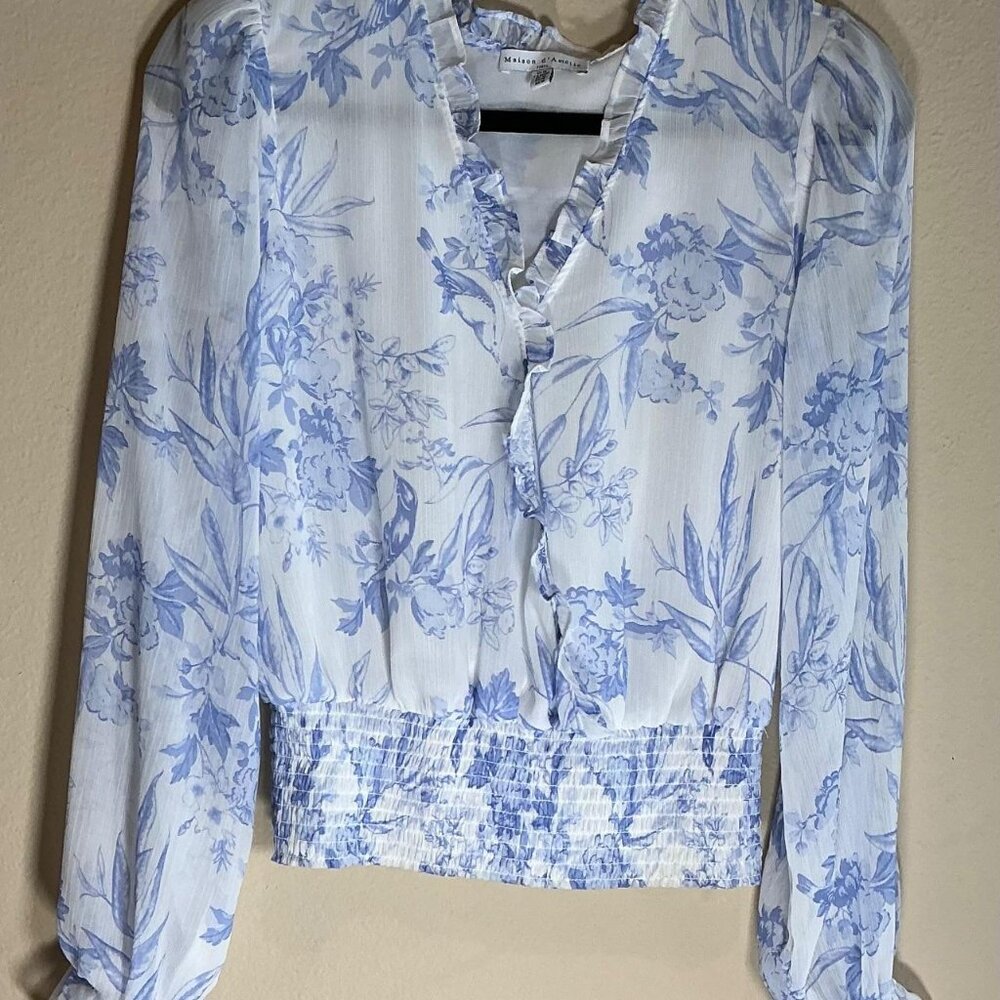 Maison D'Amelie Women's Long Sleeve Blouse, Size M